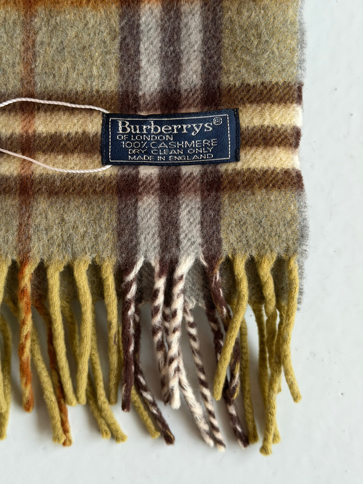 Vintage Burberry sage green nova check cashmere scarf