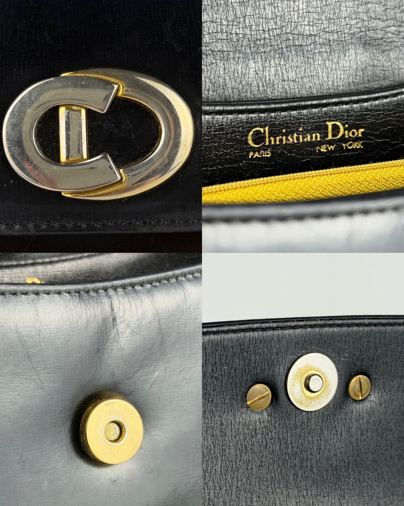 Vintage 70s Dior box calf leather shoulder bag