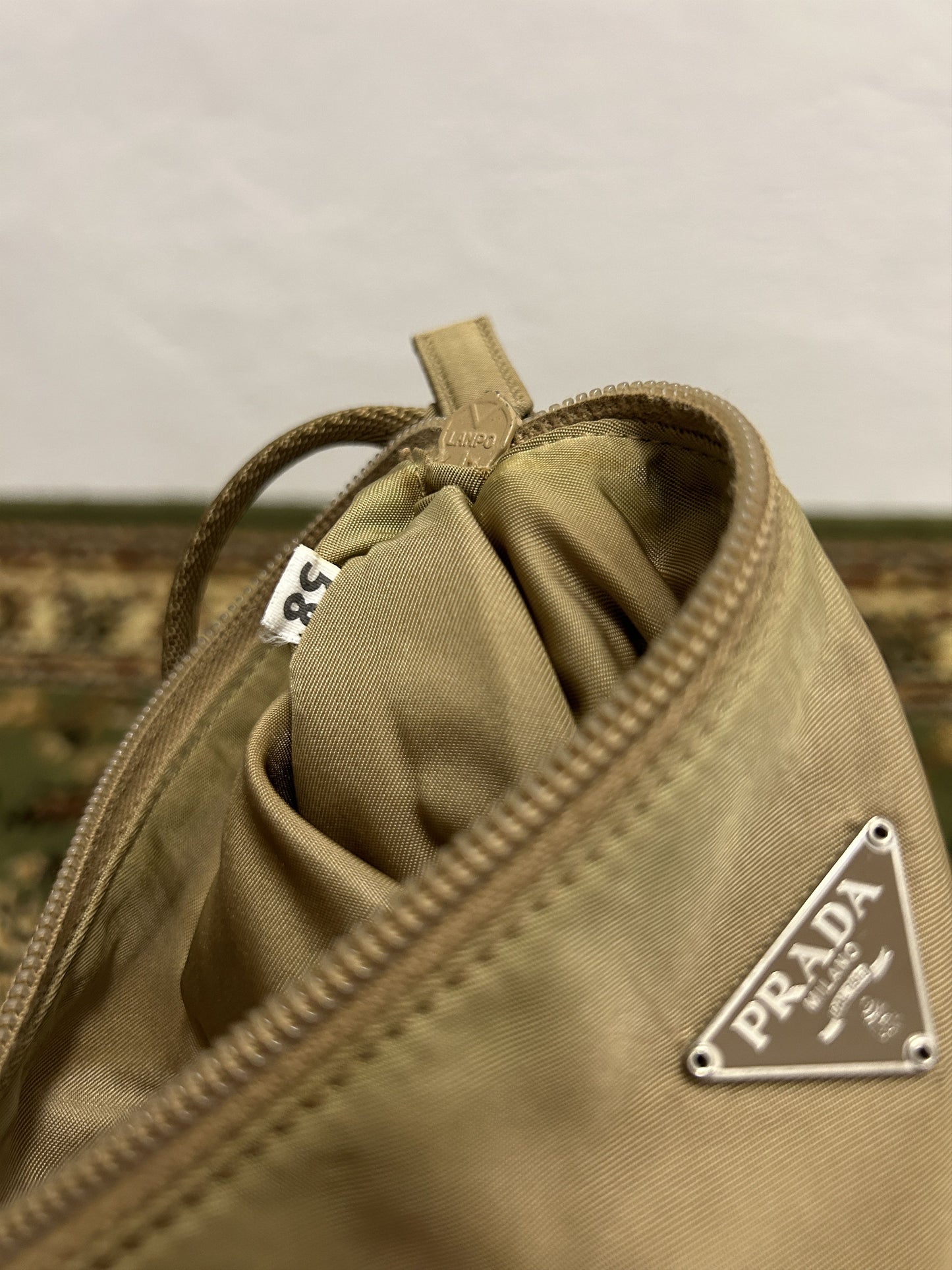 Archive Prada nylon triangle logo mini handbag