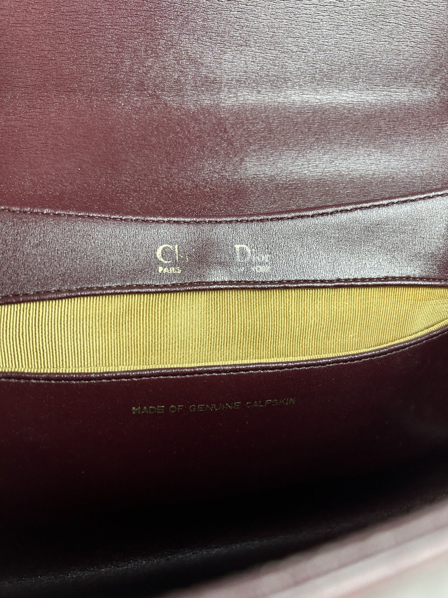 Vintage 80s Dior box calf leather burgundy handbag