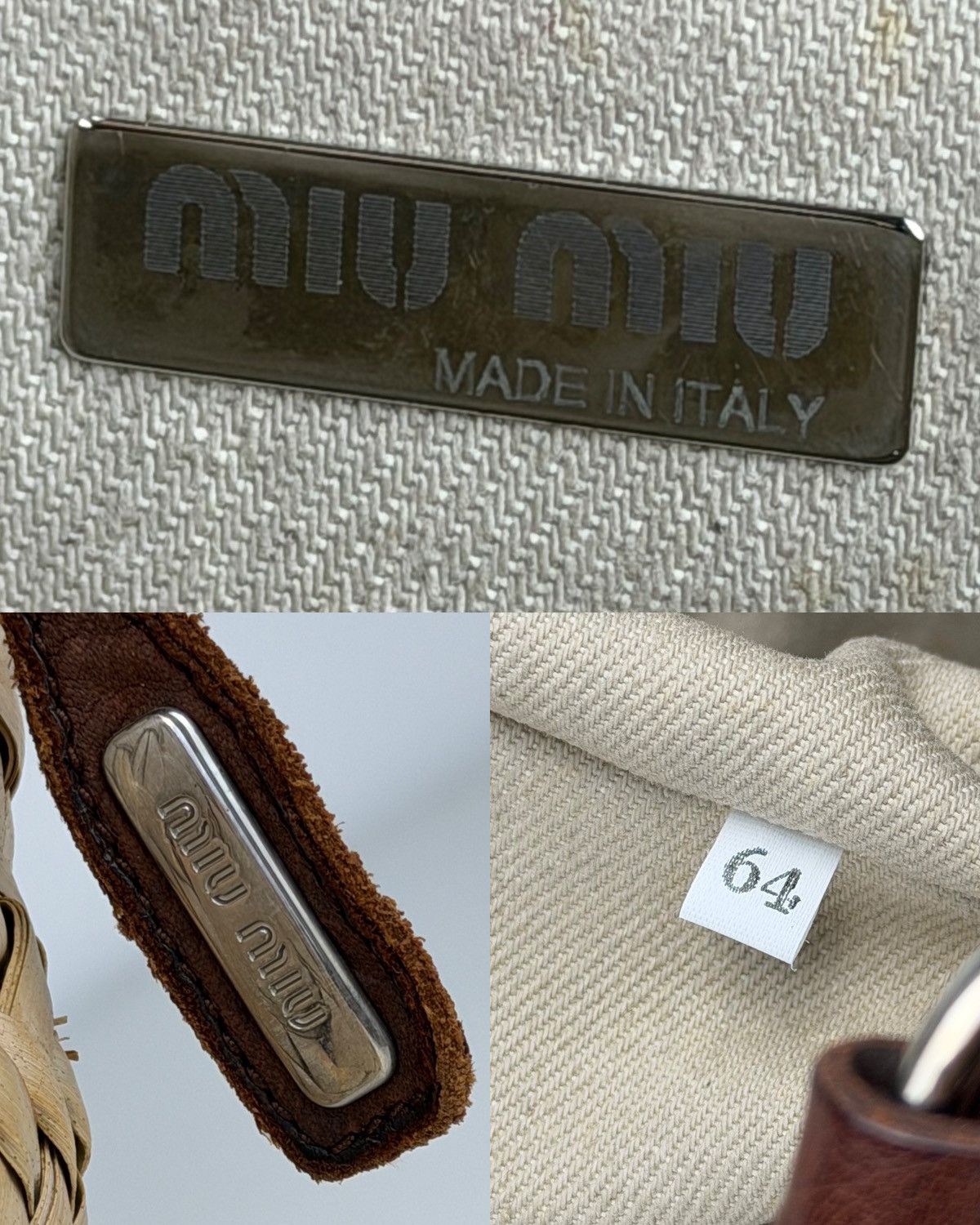 Vintage 90s miu miu wicker and leather basket tote bag