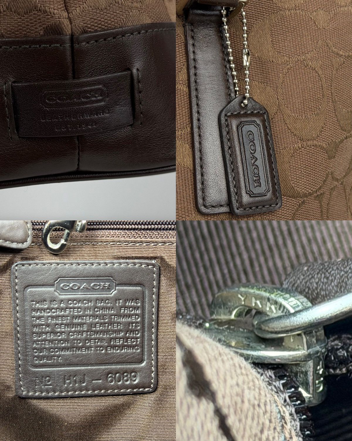 Coach Hamptons leather and canvas signature tote