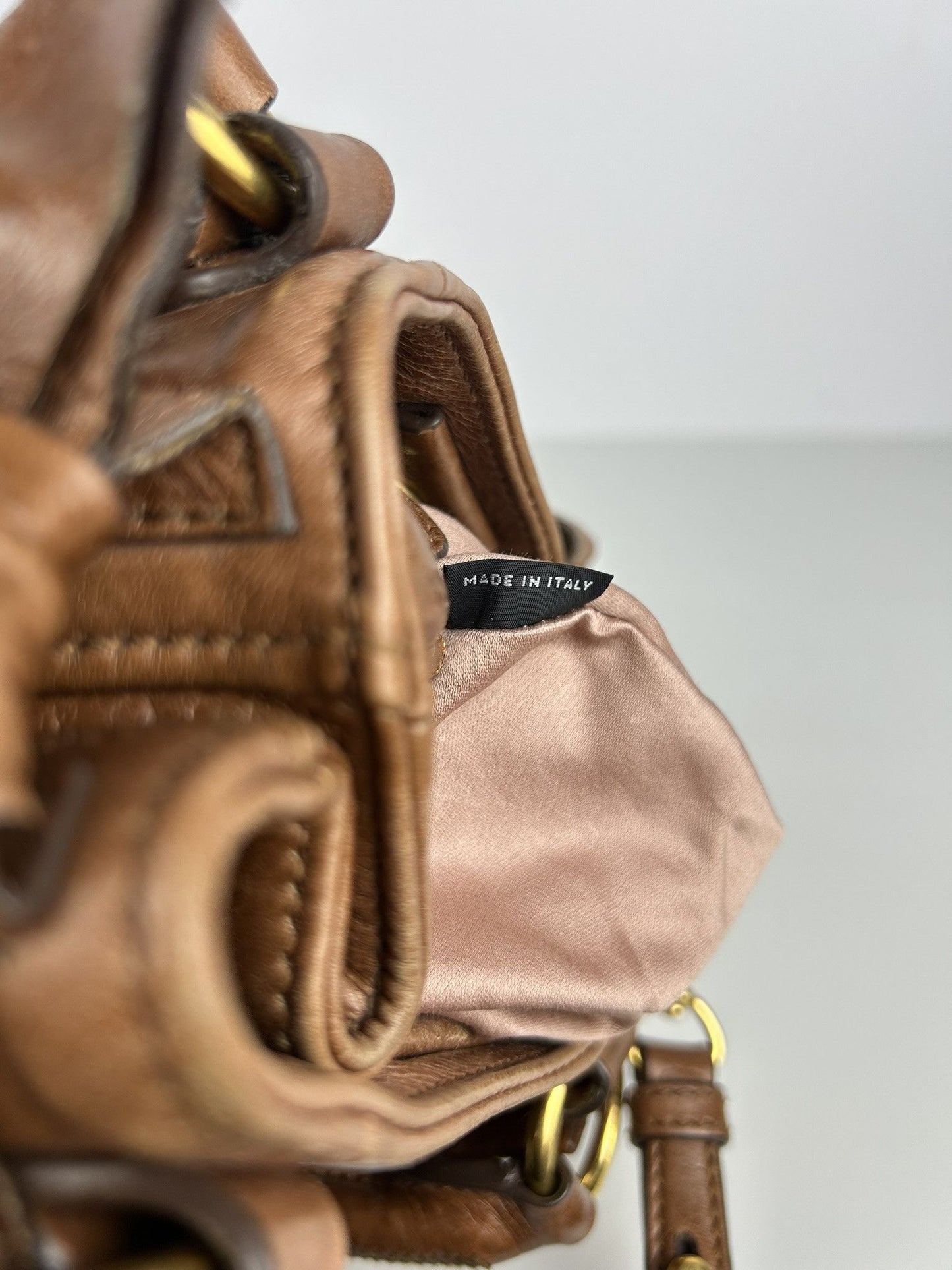 Miu miu mini bow bag in brown