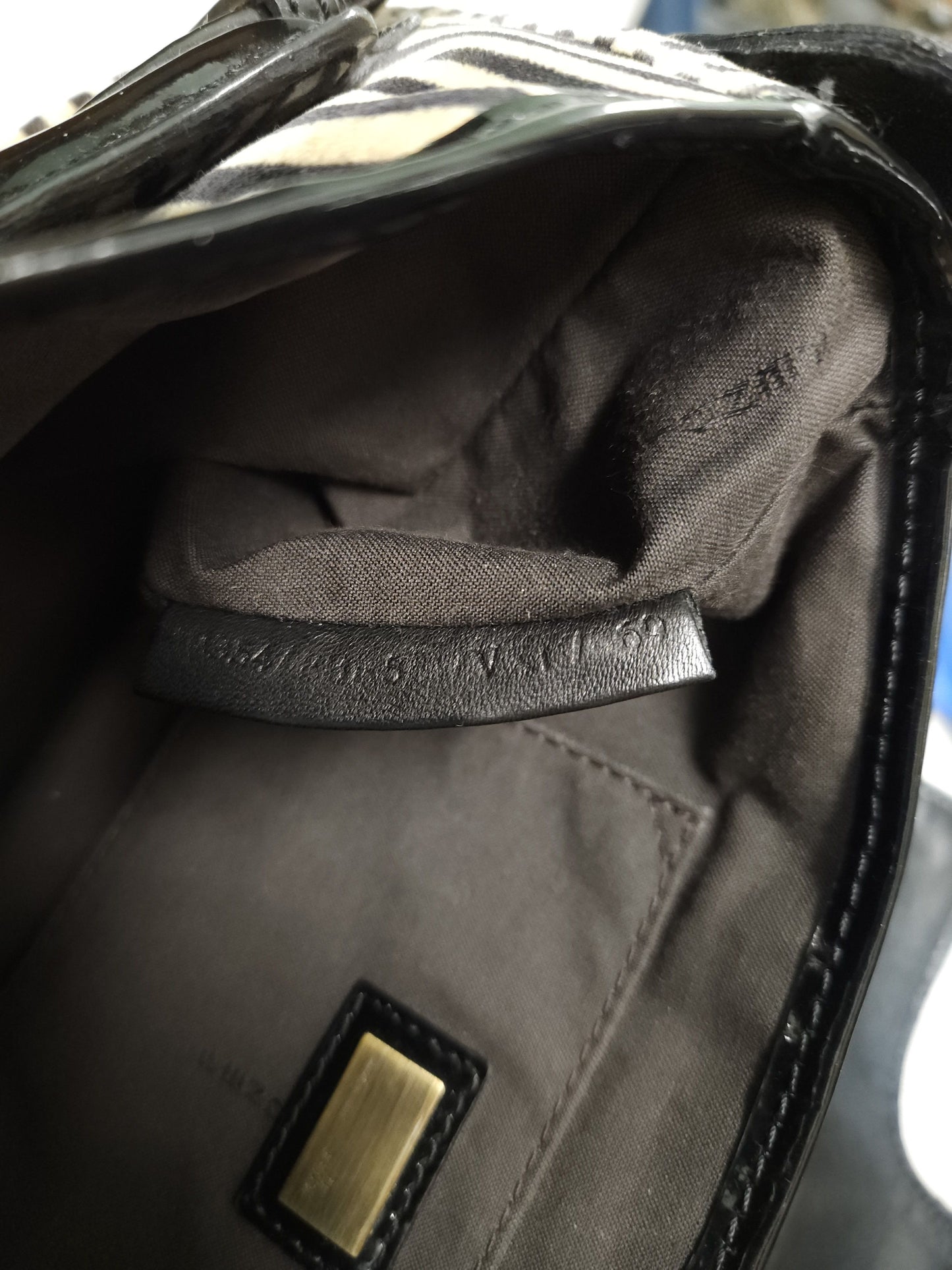 Y2k Fendi buckle striped velvet and ponyhair handbag