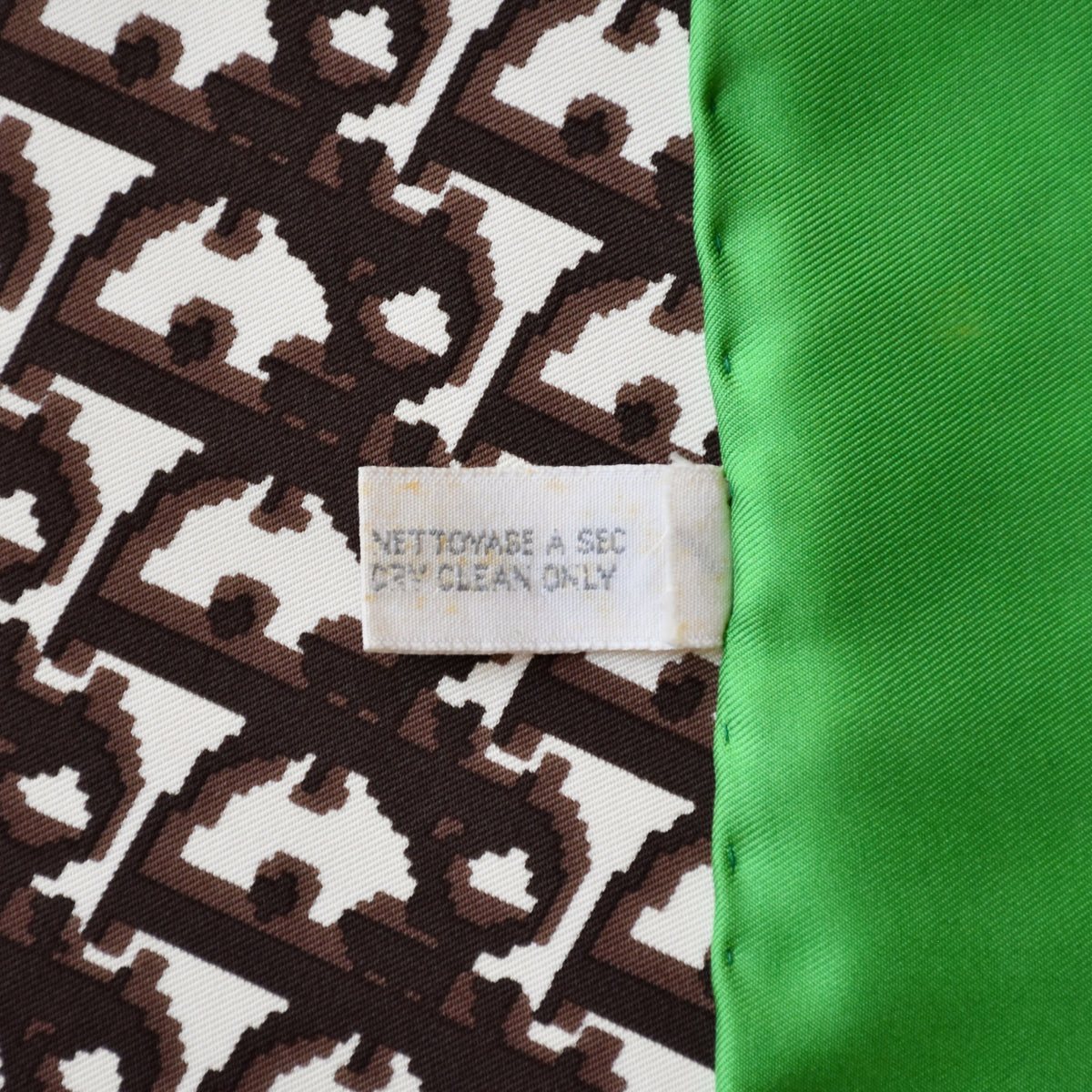 Vintage Dior trotter silk scarf brown & green