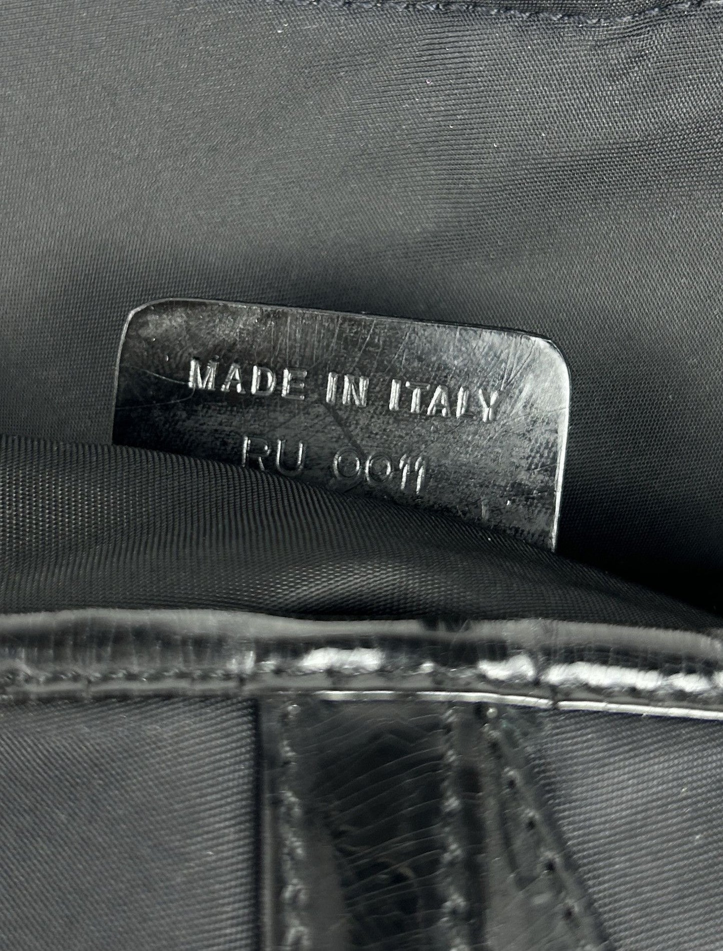 2001 Dior black satin and patent leather saddle bag