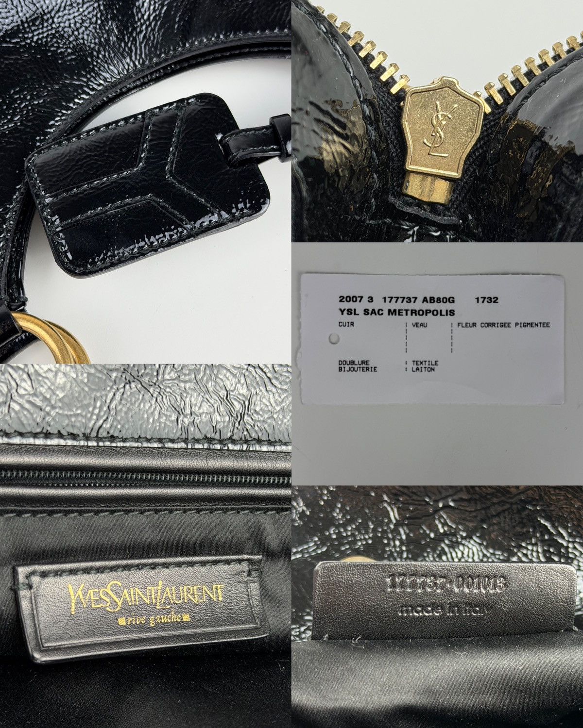 AW2007 Yves Saint Laurent Rive Gauche sac metropolis patent leather tote bag