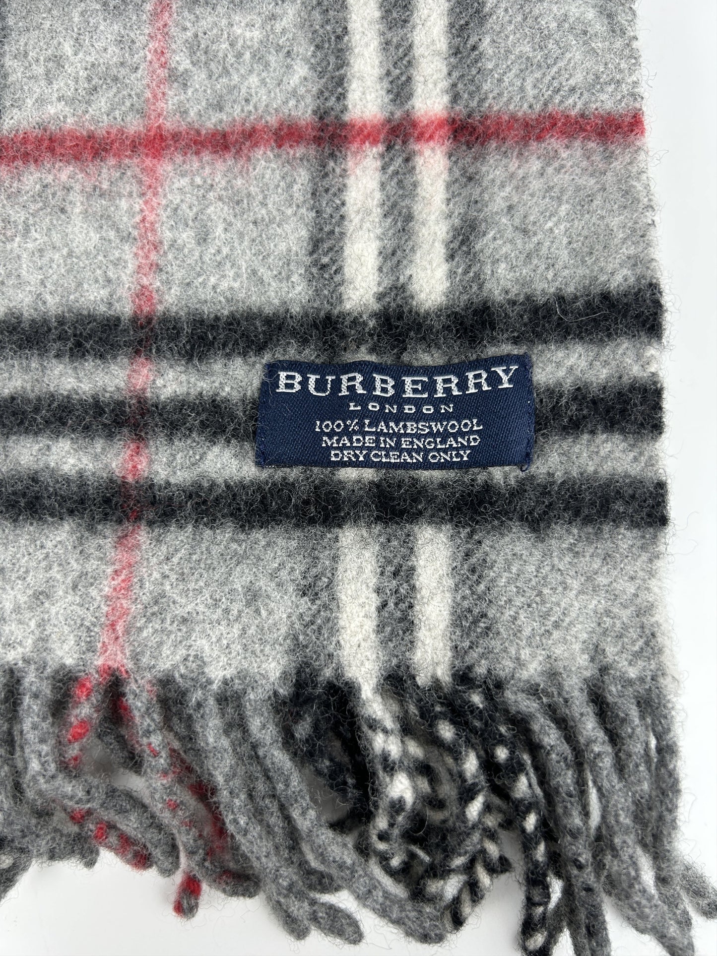 Vintage Burberry gray nova check wool scarf