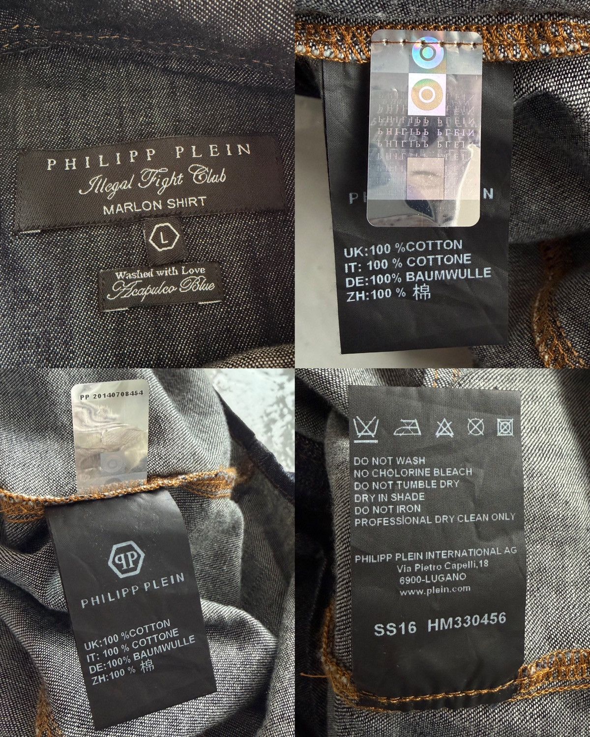 SS2016 Philipp Plein Marlon denim shirt Acapulco blue