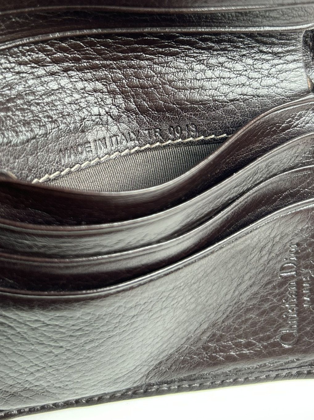Dior saddle leather trifold wallet