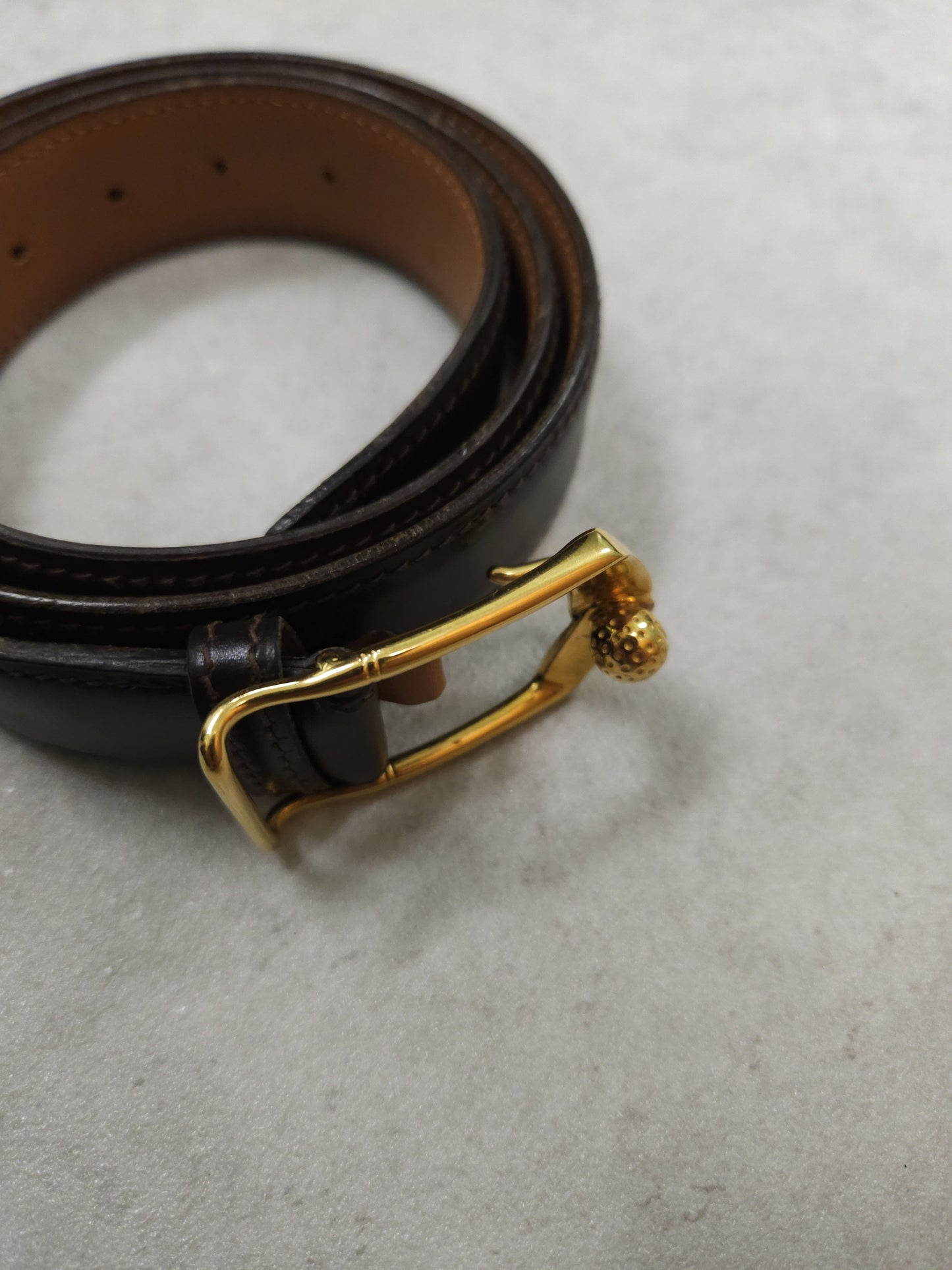 Vintage 1978 Hermes dark brown leather belt