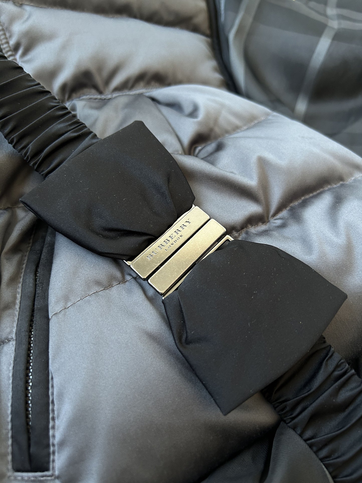 Burberry high collar belted short puffer jacket