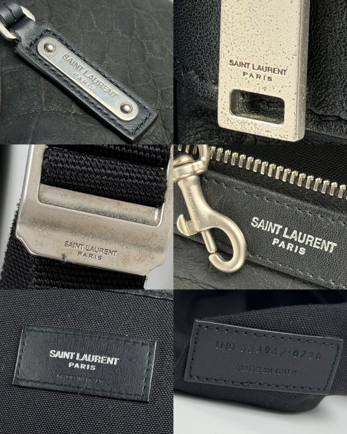 2021 Saint Laurent croc embossed leather city backpack