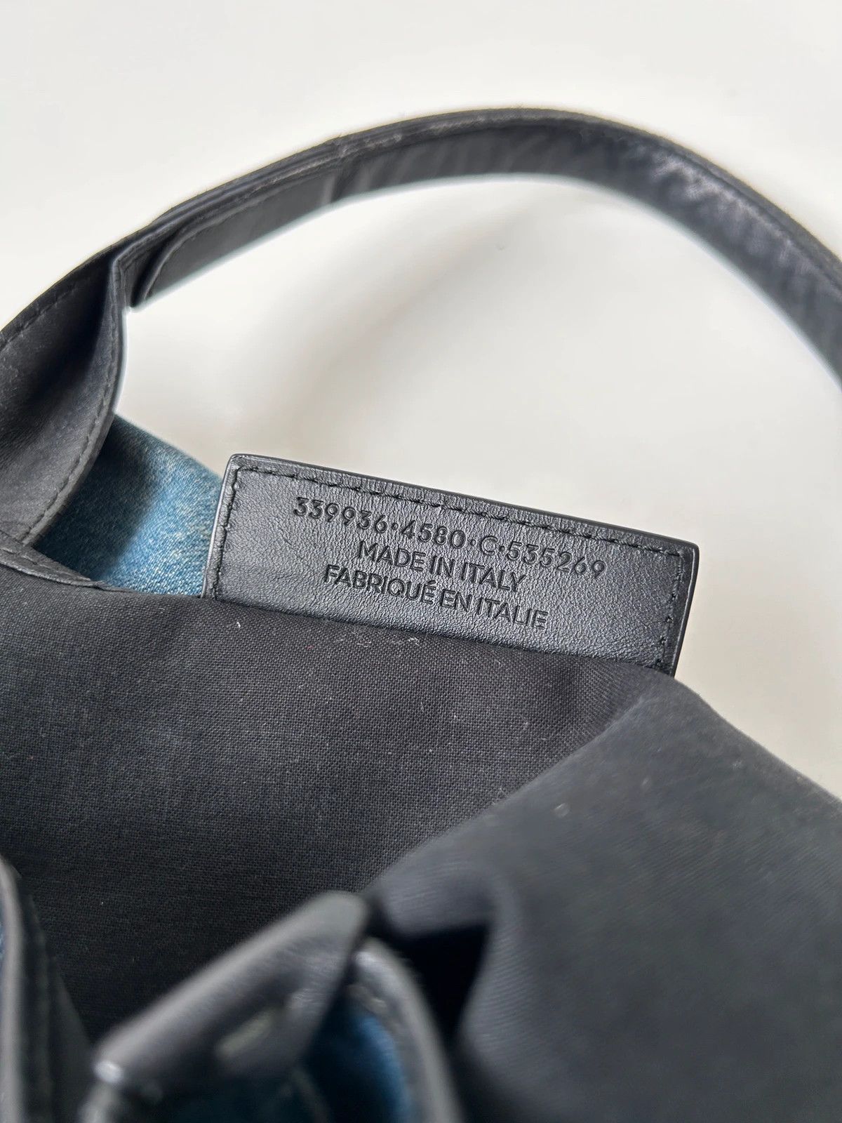 Balenciaga denim leather navy cabas m tote bag with pouch