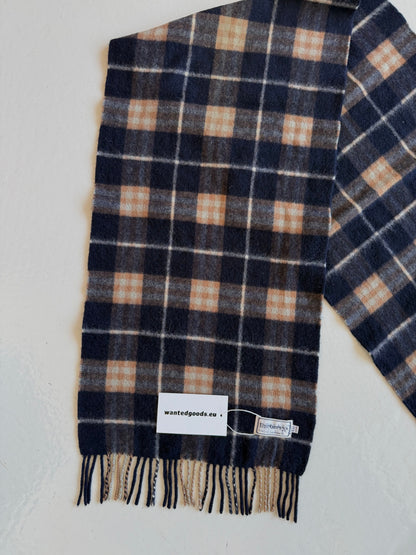 Vintage Burberry navy blue nova check cashmere scarf