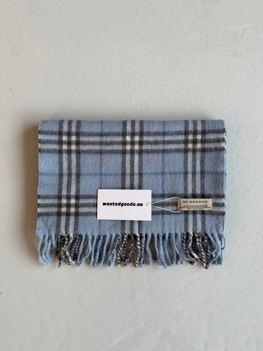 Burberry baby blue nova check cashmere scarf