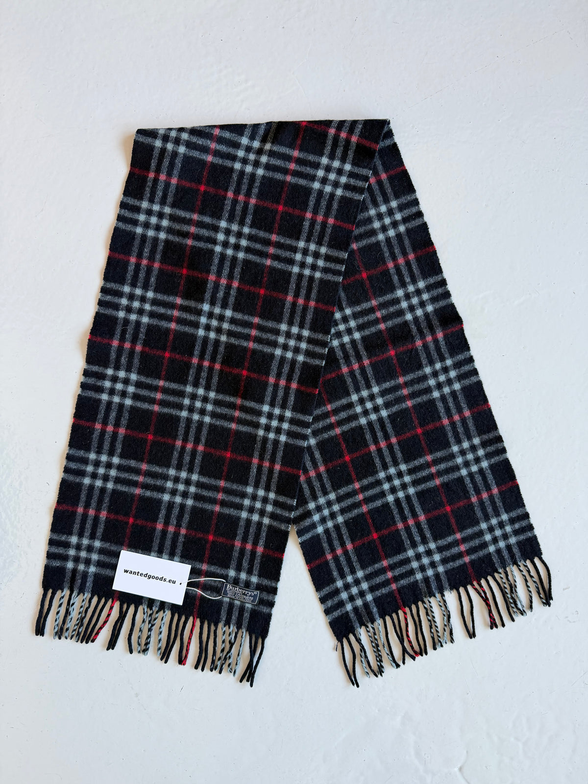 Vintage Burberry black nova check cashmere scarf