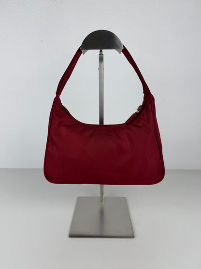 Vintage prada tessuto nylon triangle logo mini hobo bag