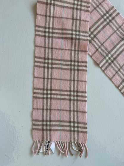 Vintage Burberry pink nova check wool scarf