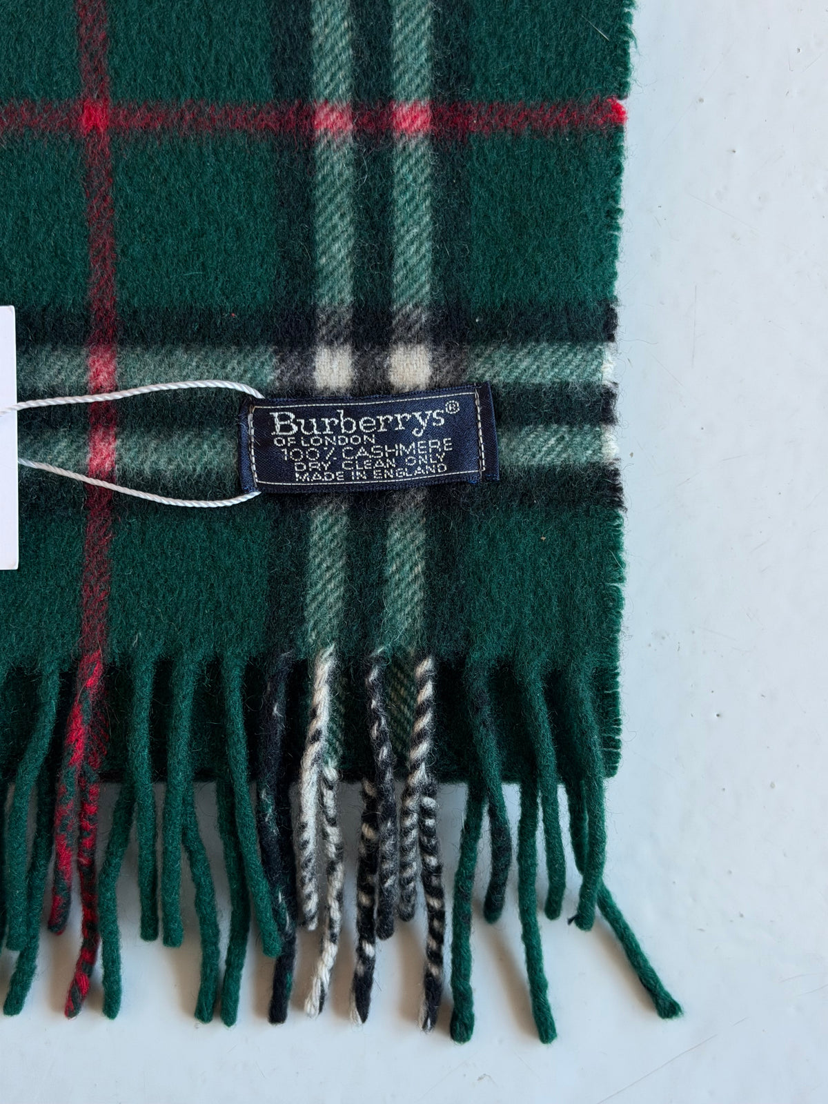 Vintage Burberry green nova check cashmere scarf