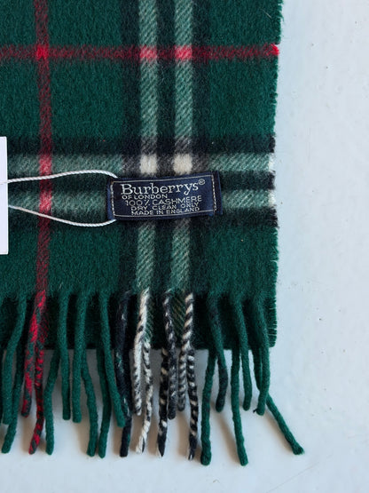 Vintage Burberry green nova check cashmere scarf