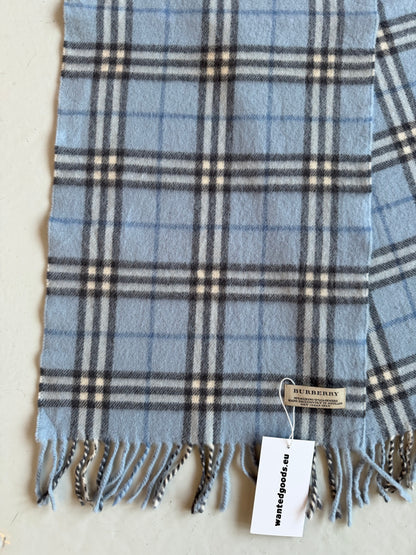 Burberry baby blue nova check cashmere scarf