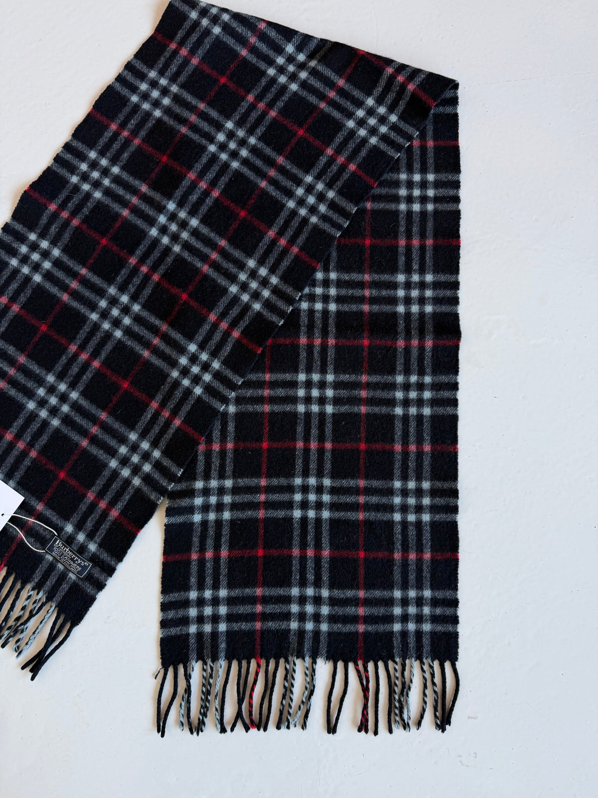Vintage Burberry black nova check cashmere scarf