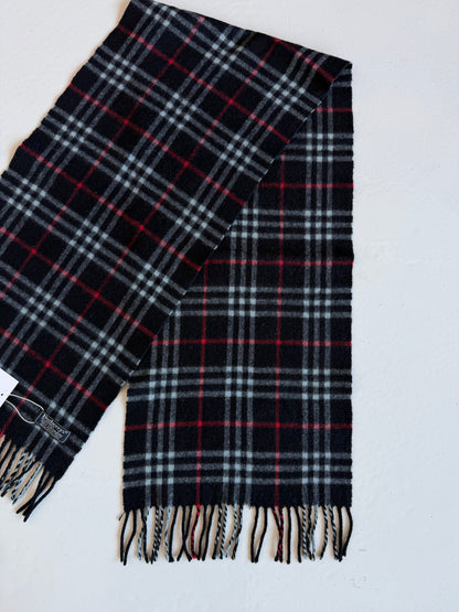 Vintage Burberry black nova check cashmere scarf