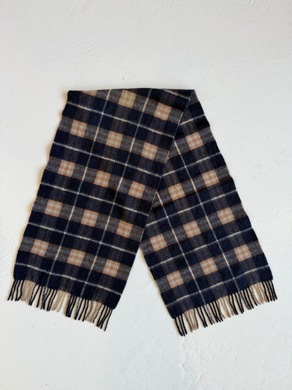 Vintage Burberry navy blue nova check cashmere scarf