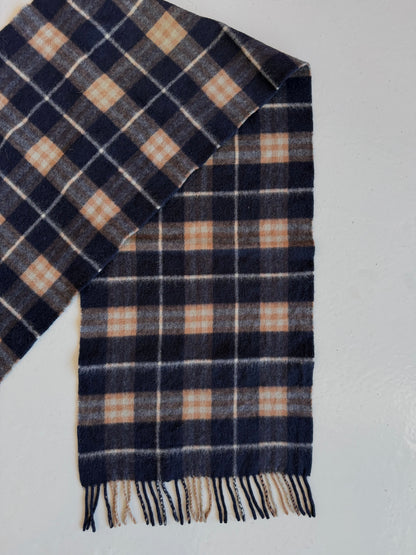 Vintage Burberry navy blue nova check cashmere scarf