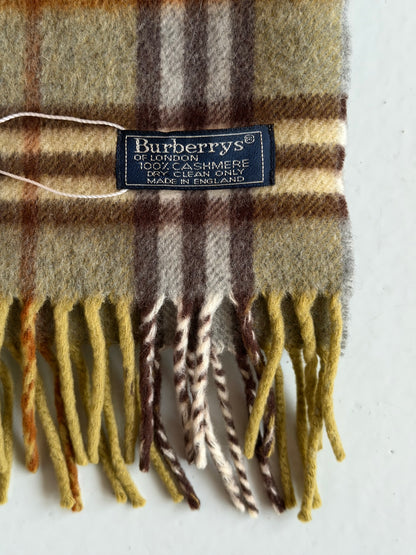 Vintage Burberry sage green nova check cashmere scarf