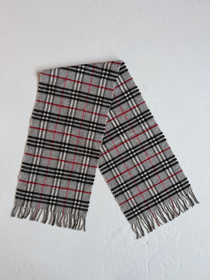 Vintage Burberry gray nova check wool scarf