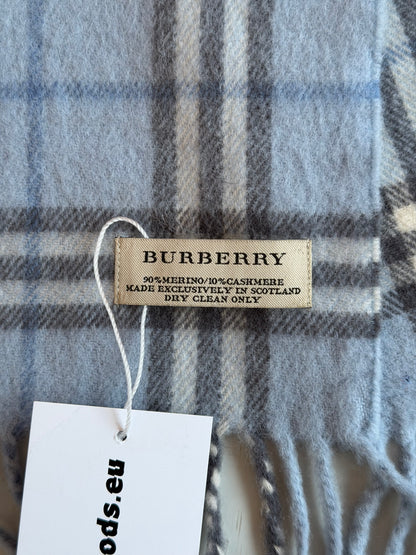Burberry baby blue nova check cashmere scarf