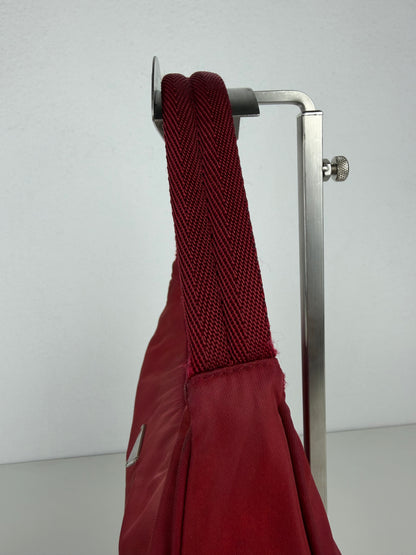 Vintage prada tessuto nylon triangle logo mini hobo bag
