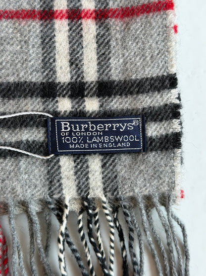 Vintage Burberry gray nova check wool scarf