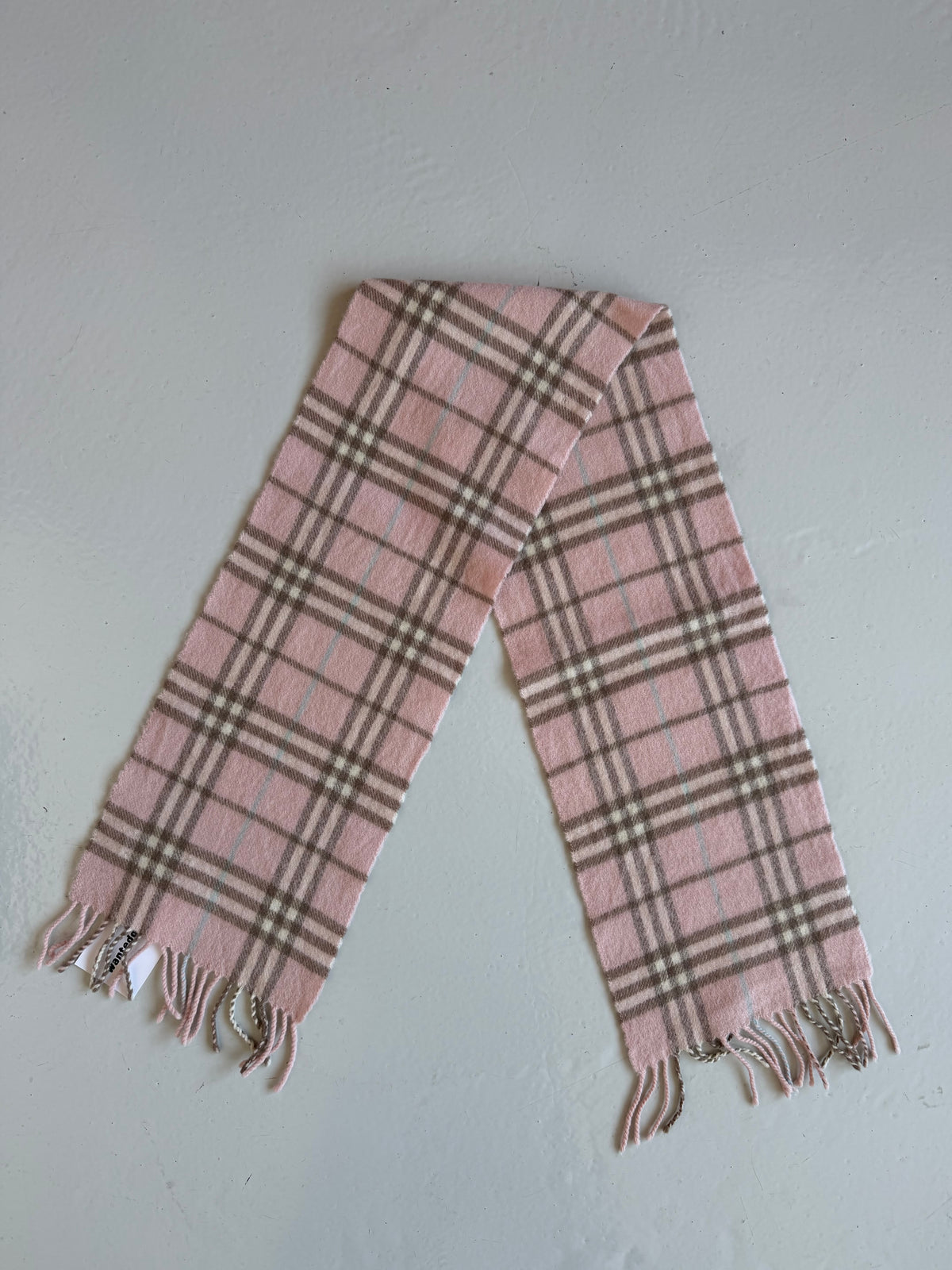 Vintage Burberry pink nova check wool scarf