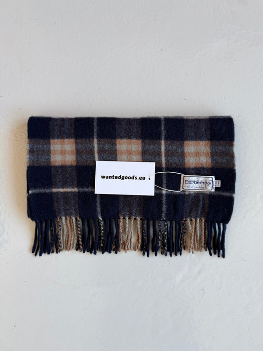 Vintage Burberry navy blue nova check cashmere scarf