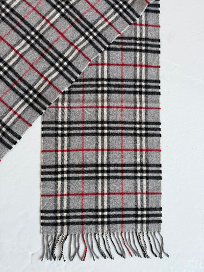 Vintage Burberry gray nova check wool scarf