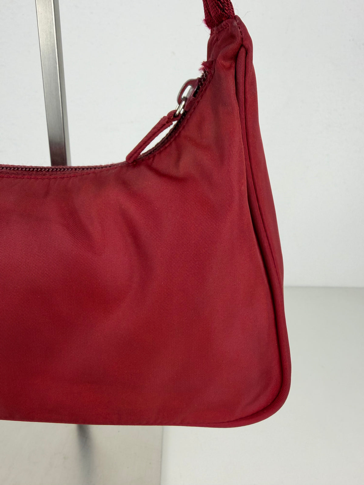 Vintage prada tessuto nylon triangle logo mini hobo bag