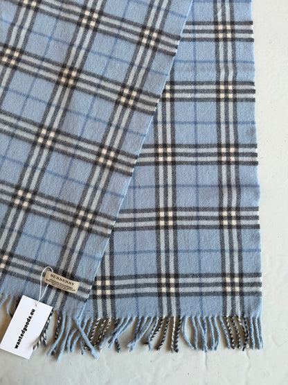 Burberry baby blue nova check cashmere scarf
