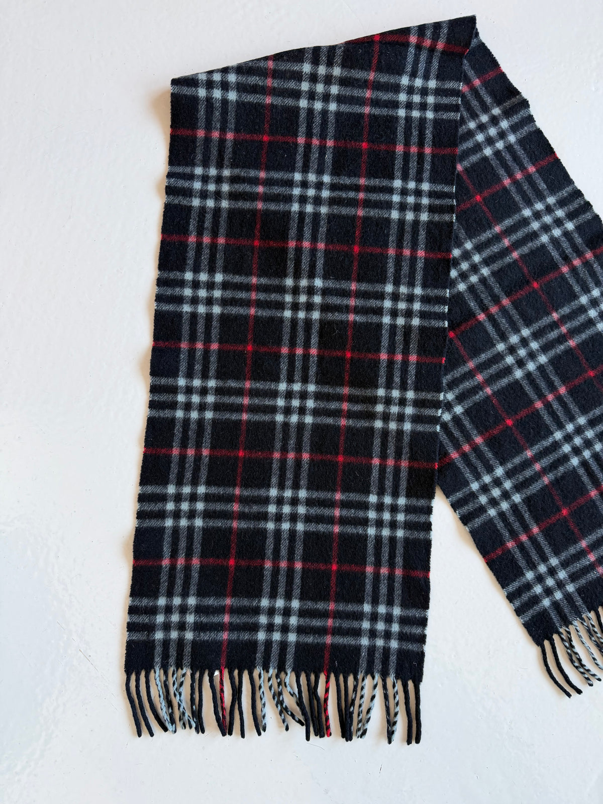 Vintage Burberry black nova check cashmere scarf