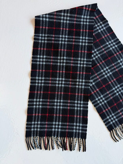 Vintage Burberry black nova check cashmere scarf