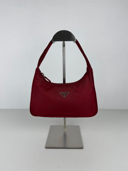 Vintage prada tessuto nylon triangle logo mini hobo bag