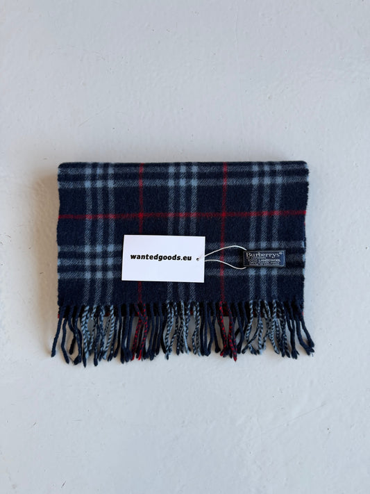 Vintage Burberry navy blue nova check wool scarf