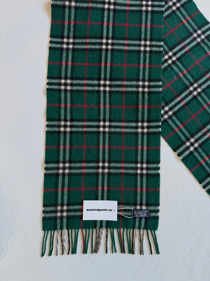 Vintage Burberry green nova check cashmere scarf
