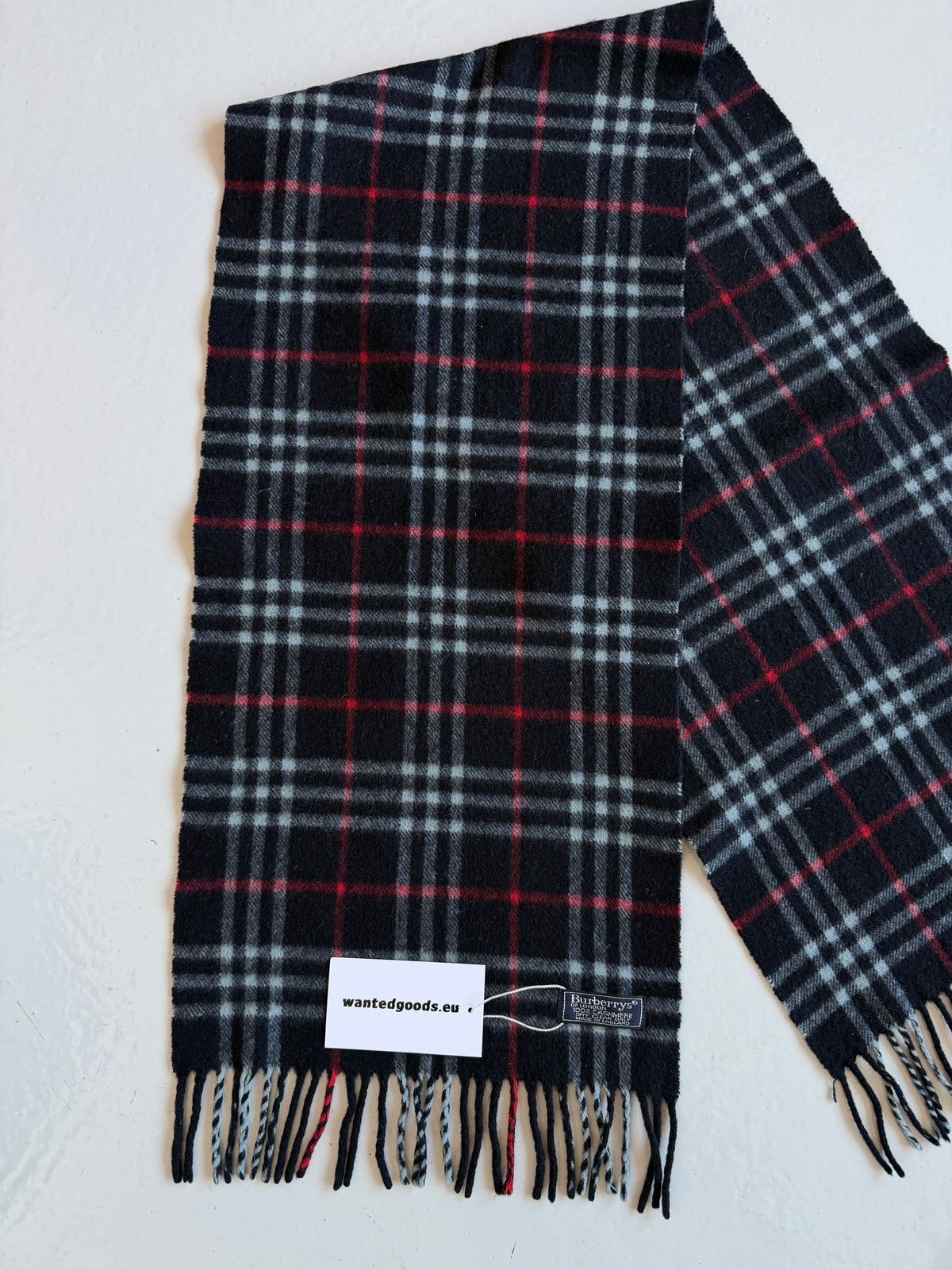 Vintage Burberry black nova check cashmere scarf