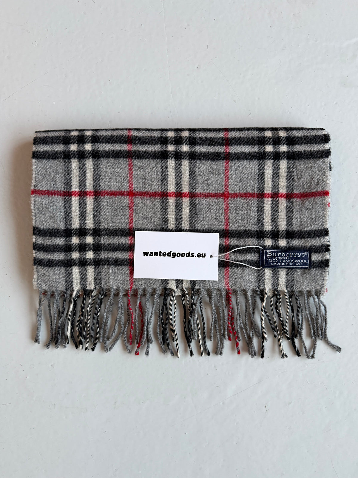 Vintage Burberry gray nova check wool scarf