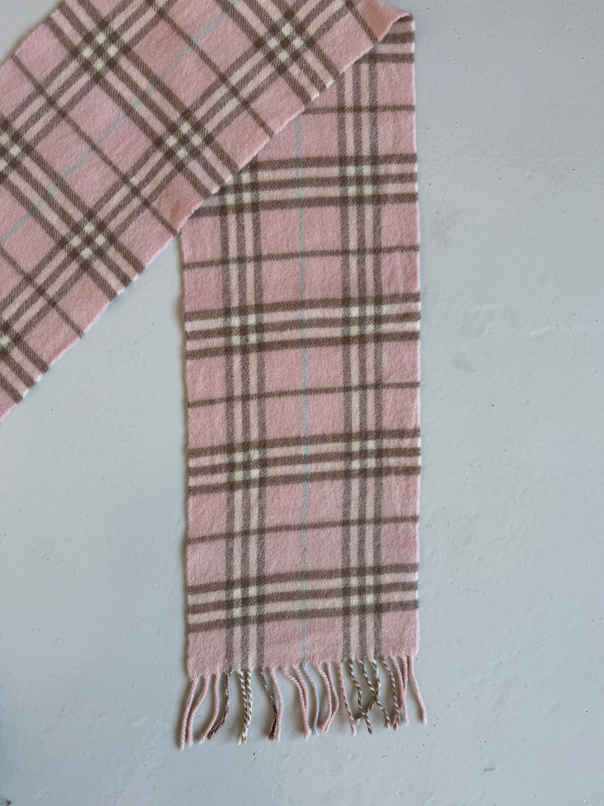 Vintage Burberry pink nova check wool scarf