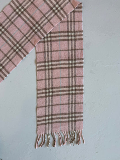 Vintage Burberry pink nova check wool scarf