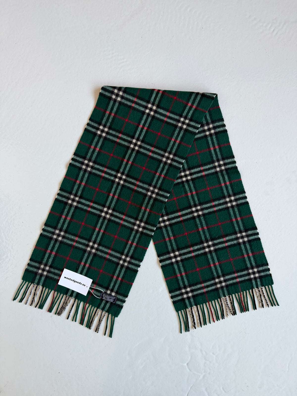 Vintage Burberry green nova check cashmere scarf